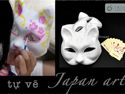 Mặt nạ mèo Nhật tự vẽ tay DIY ngẫu nhiên mẫu HLW-MN-85